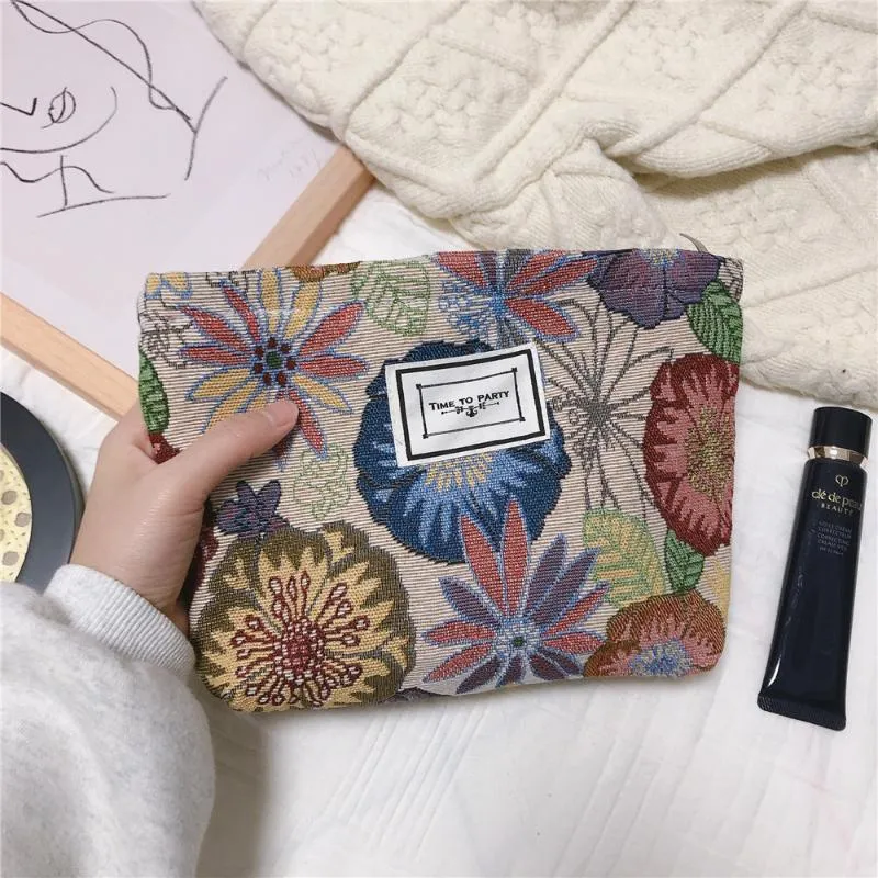 Floral Bohemian Chic Floral Makeup Bag For Women Big Size Travel