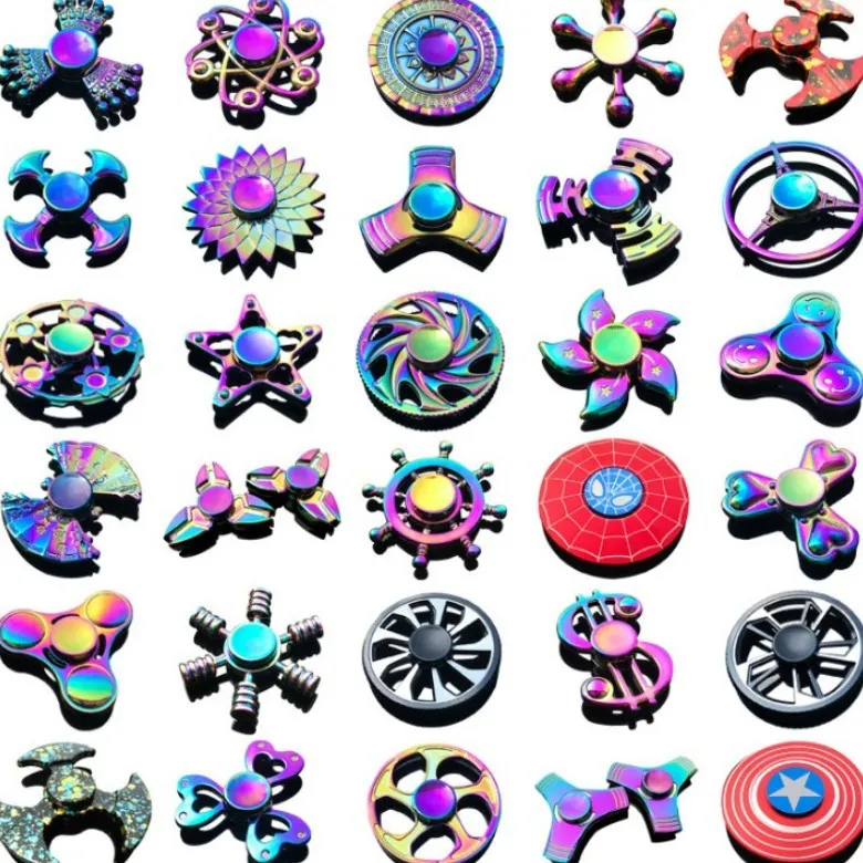 pacote de beyblade arco-íris metal fidget spinner estrela flor crânio asa de dragão girador de mão para autismo tdah crianças adultos antistres brinquedo