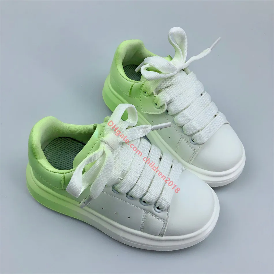 Kids Gradient Leather Sneakers Toddler Baby Platform Casual Shoes Lace Up Breathable Round Toe Unisex Size 26 37 Pink Volt Blue