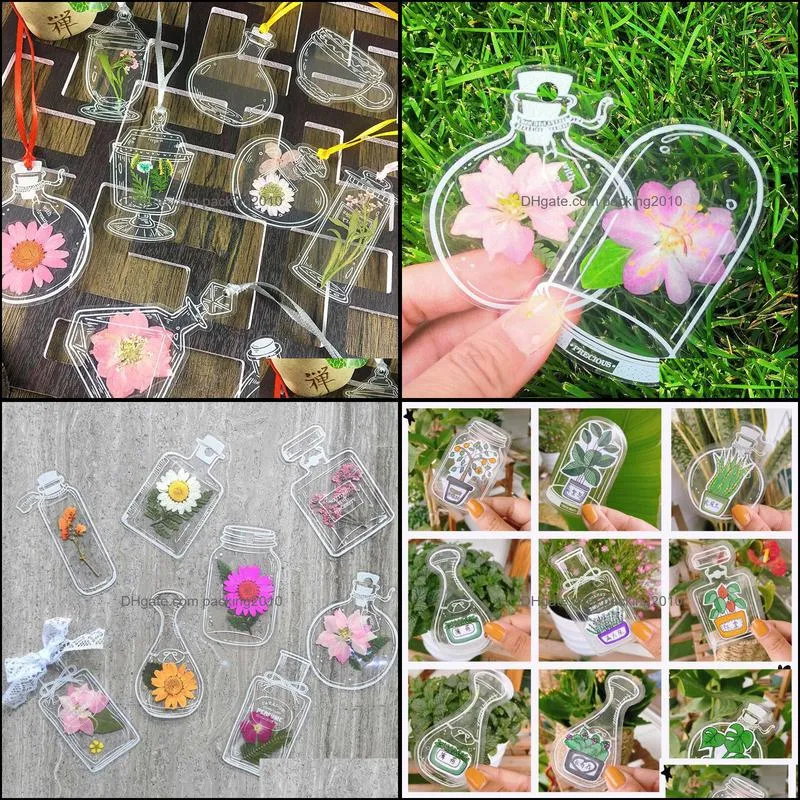 creative handmade transparent dried flower bookmark homemade herbarium diy material