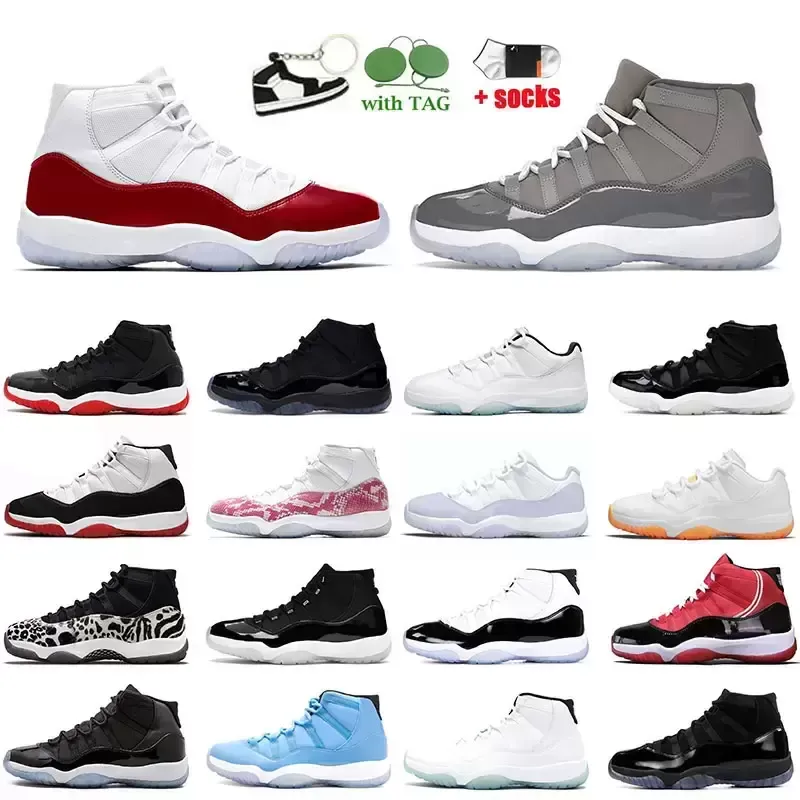 Jumpman 11 Mens Trainers 11s Outdoor Basketball Shoes Cool Grey Animal Instinct High White Bred Concord Space Jam Off Cherry UNC Дизайнерские женские кроссовки с коробкой