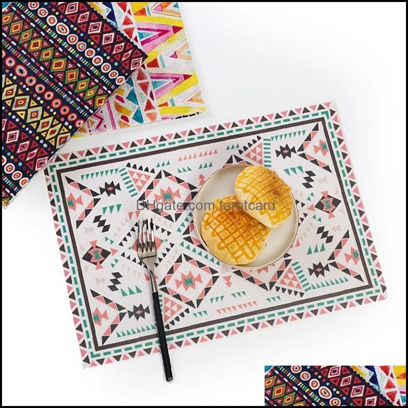 Mats & Pads 1PCS Bohemian Placemats Waterproof And Oilproof Heat Insulation Geometric Print Decoration For El Household Goods Table