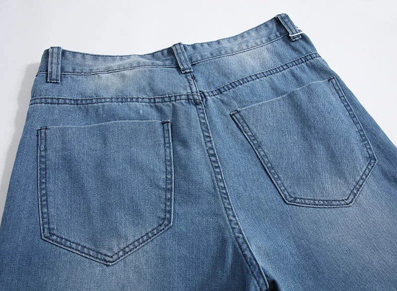Mcikkny Men`s Hip Hop Bagger Jeans Pants Skateboard Loose Denim Trousers Male Streetwear Jeans Plain Solid Plus Size 30-46 (2)