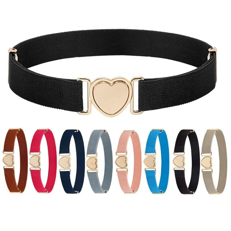 Belts Children Canvas Girls Multicolor Adjustable Elastic Waist With Heart Shape Buckle Uniform Dress DecorationsBelts