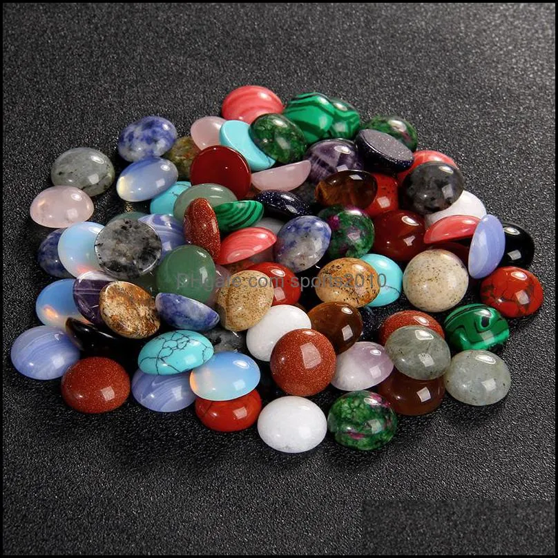 Konst och hantverk Arts Gifts Home Garden Natural Stone Round Cabochon Beads Quartz Crystal Tiger Eye Loose Fit Diy Jew Dhe4w