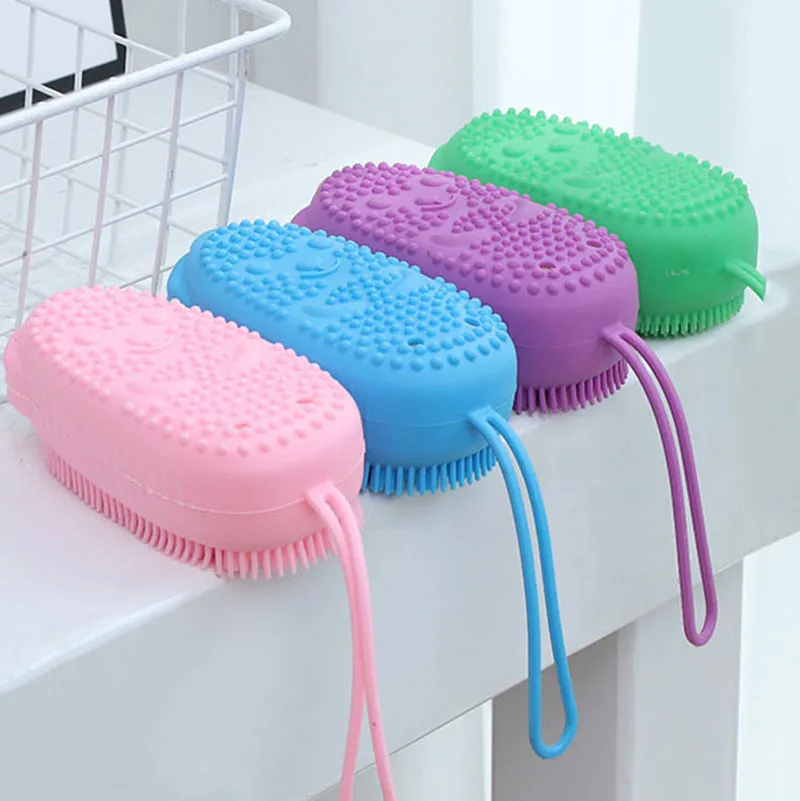 Bath Cleaning Brush Bear Silicone Exfoliating Body Scrubber Double ...