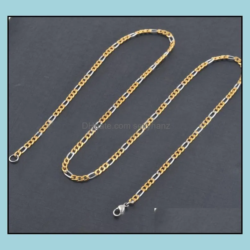 6mm gold and silver keel chains necklaces for men titanium steel chain necklace 18