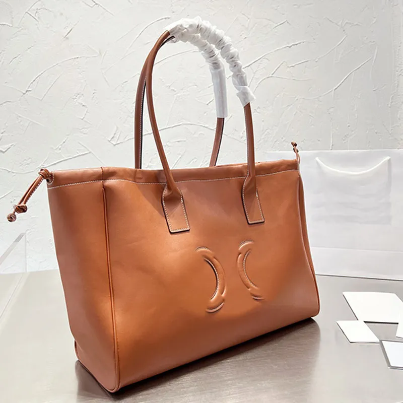Drawstring Tote Bag Fashion Shoulder Bags High Quality Genuine Leather Women Handbags Purse Large Capacity Travel Shopping Handbag Silk scarf decoration Totes
