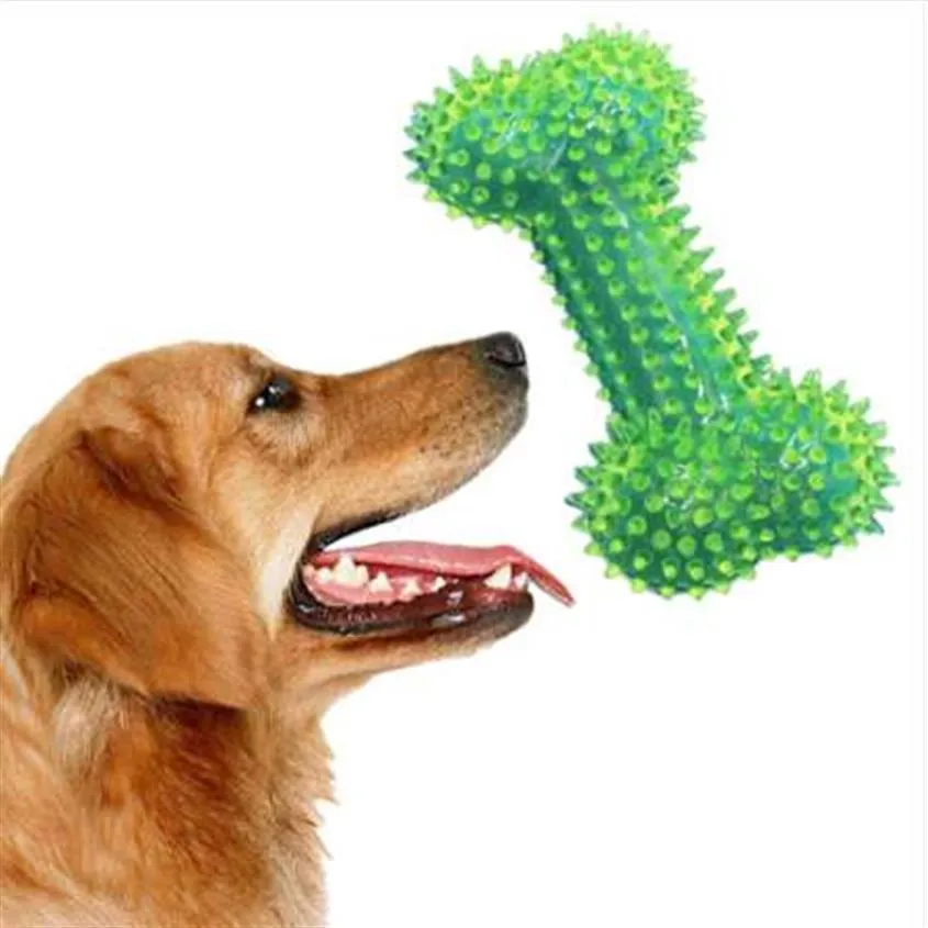Dog Toy Pet Dog Chew Squaeak Toy per cani grandi denti ossei interattivi pulizia elasticità in gomma cucciolo272d