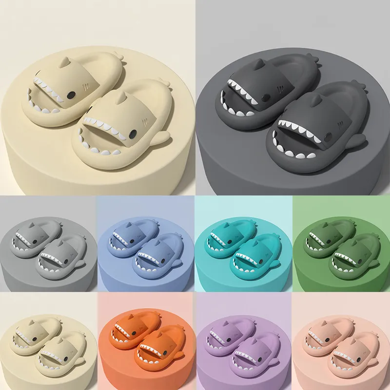 Men Women Slippers Shark Slide Sandals Home Outdoor Beach Shoes Cartoon Bathroom Sneakers Non-Slip Super Soft