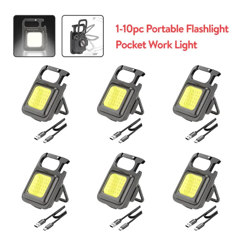 Taschenlampen Taschenlampen Mini -LED tragbare USB -wiederaufladbare Arbeitslicht 800 Lumen Helle Schlüsselbund kleine Tasche für Outdoorflashlights Torchesflas