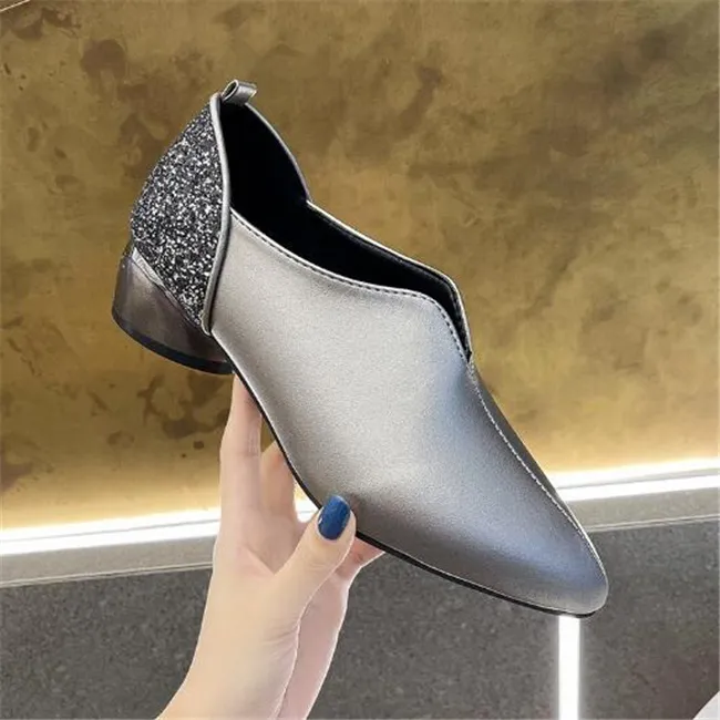 Sequin Soft PU Leather High Heel Pumps For Women Pointed Toe