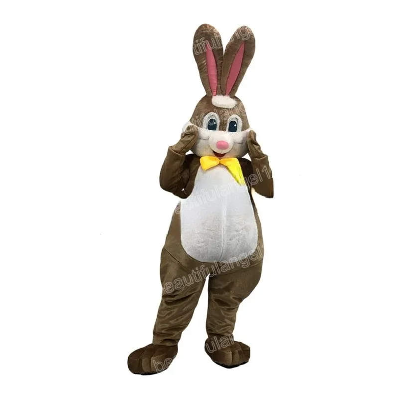 Costume de mascotte de lapin brun d'Halloween déguisement de dessin animé en peluche Animal de haute qualité