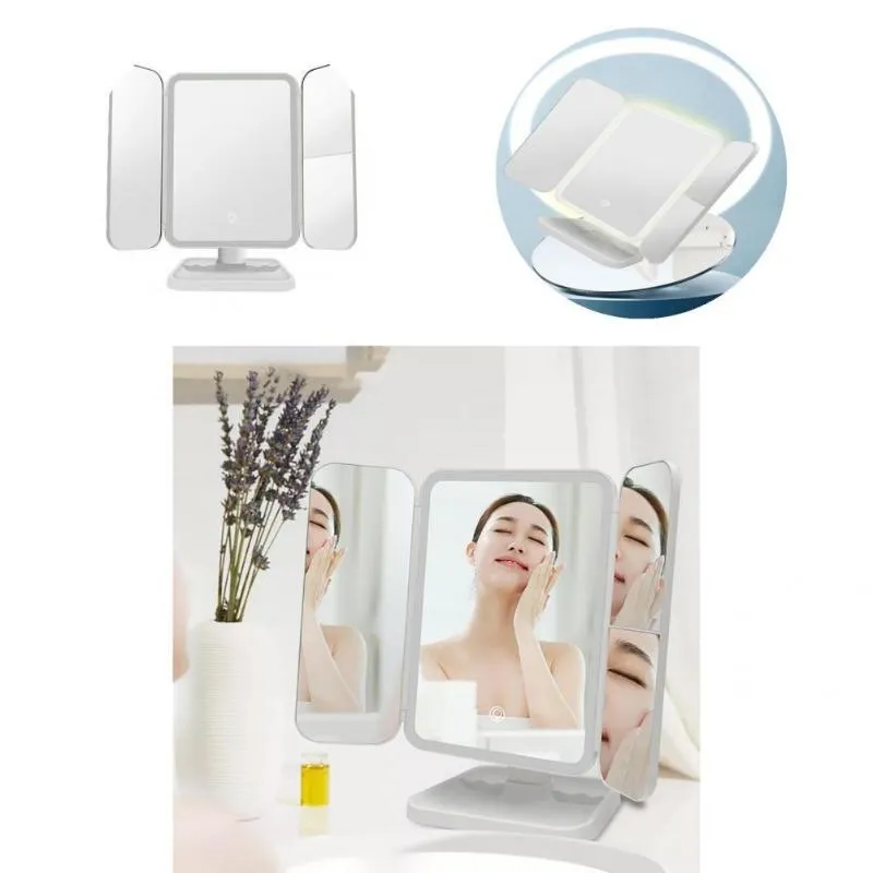 Compact Mirrors Cosmetic Mirror High-quality Rechargeable Clear Women Accessories LED Vanity Desktop Makeup MirrorCompact CompactCompact