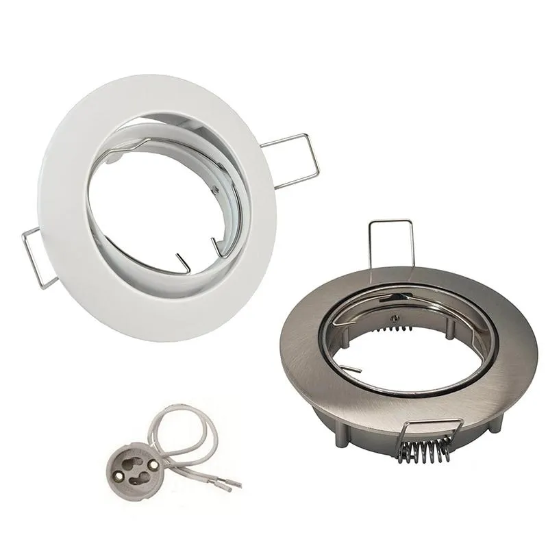 Lampenfassungen, runder Einbau-LED-Decken-Downlight-Halter, verstellbarer Winkel, Spot-Lichtrahmen, weiße Gu10/MR16-Basis, Down-Montagevorrichtung