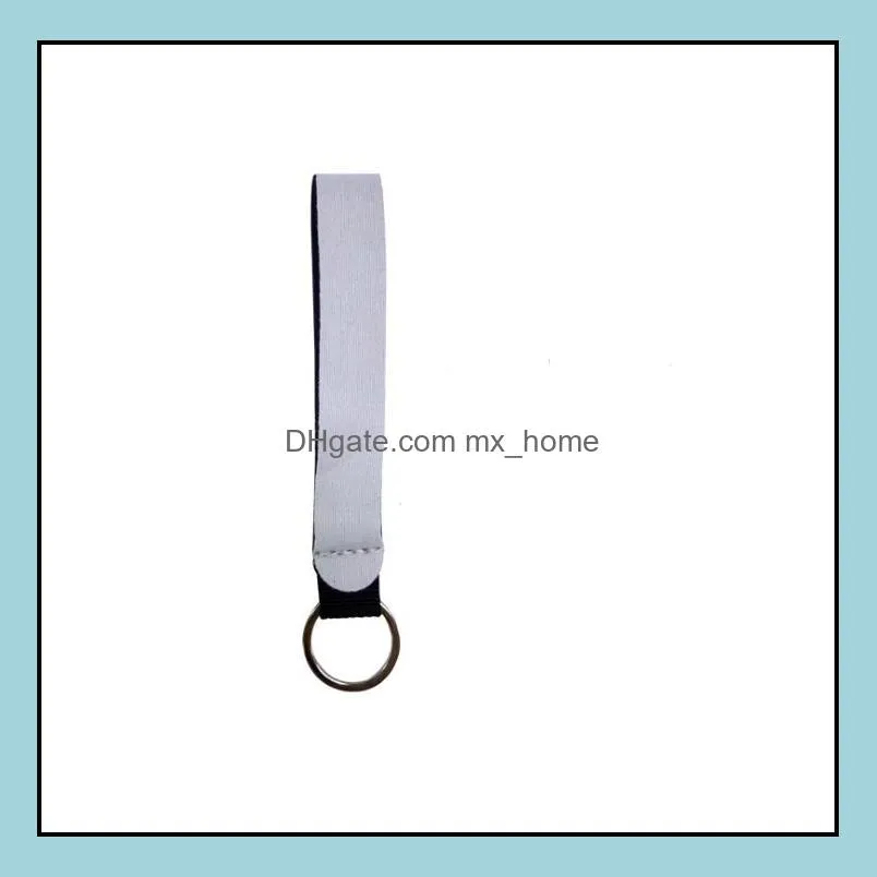 neoprene wristlet keychains favor sublimation print blank lanyard strap band split ring key chain holder hand wrist keychain sn4412