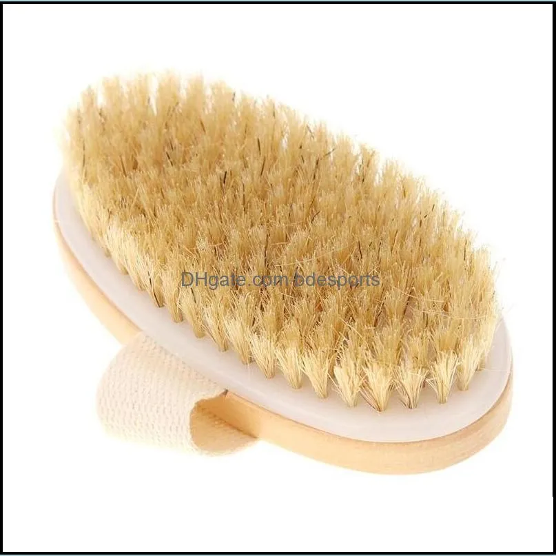 Soft Body Dry Brush Natural Boar Bristle Organic Dry Skin Body Brush Bamboo Wet Back Shower Brushes Exfoliating Bathing Brush DHL