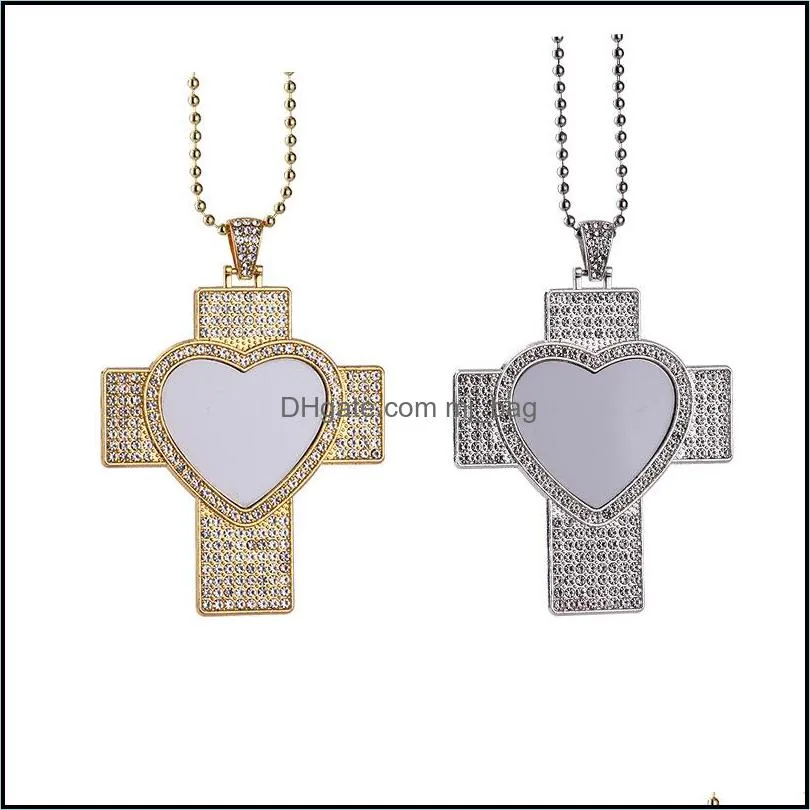 party favor sublimation necklace blank angel wings heat transfer metal pendant diamond necklace