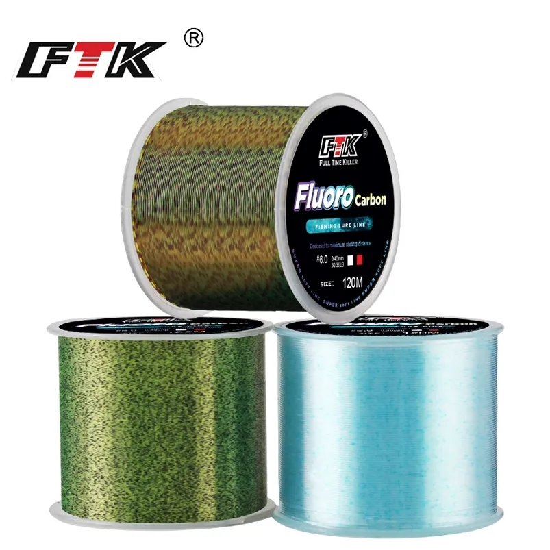 FTK 120m Invisible Fishing Line Speckle Fluorocarbon Coating 0.20mm0.50mm 4.13LB34.32LB Super Strong Spotted 220812