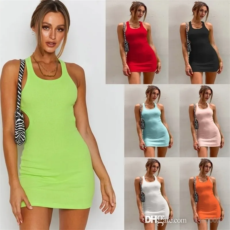 Women Casual Mini Dresses Hollow Out Backless Designer Bodycon Pencil Dress Solid Color Elastic Slim Skirt Clubwear