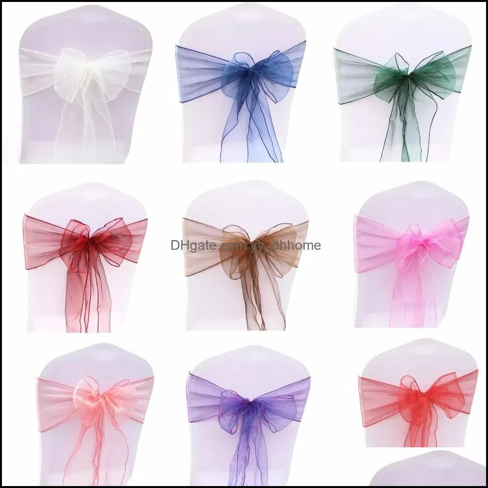 SASHES PRODUE ERS Home Textiles Garden LL 25pcs Organza Bow per feste di nozze er Banquet Baby Shower x dhqdh