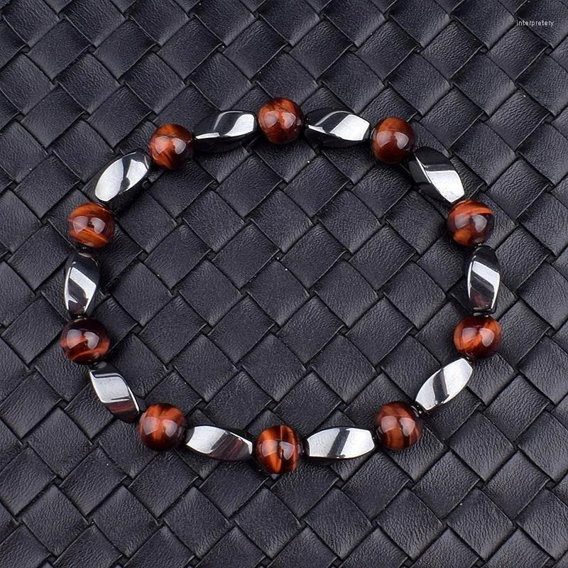 Perlenstränge Natürliches Tigerauge Hämatit Männer Armbänder Magnetische Gesundheitsschutz Balance Perlen Frauen Reiki Heilung Schmuck Geschenk Inte22