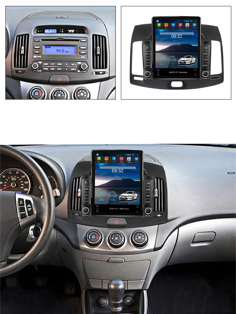 9 "Android Car Video GPS Navigation Radio för 2007-2011 Hyundai Elantra med Bluetooth Music USB WiFi Support CarPlay SWC Backup Camera