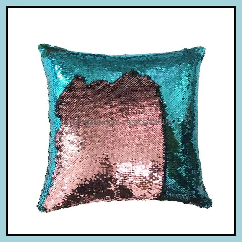sequin pillow case glitter mermaid cushion covers reversible sequins pillowcover magical color home decor wll603