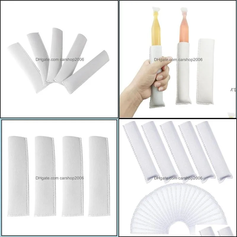 Reusable Sublimation Blank White Tools Neoprene Insulator Ice Sleeve Popsicle Holders Freezer Cover Bag Washable by sea RRB15074