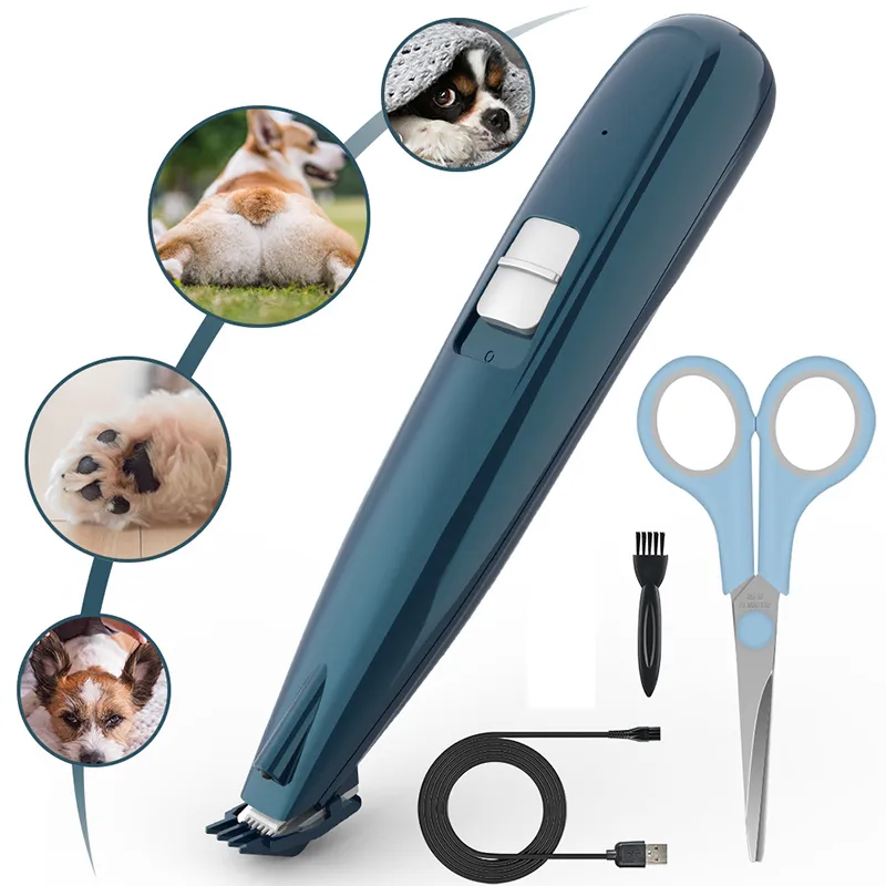 Professionell hund Grooming Cleaning Tools Pet Dog Clipper Cat Hair Clippers uppladdningsbara husdjur rakapparat med sax Katter Trimmer Small Area ZL1206