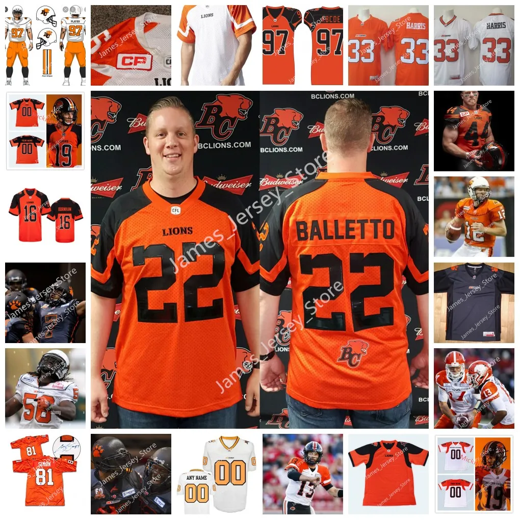 BC Lions Stitched Jersey Custom CFL Football Shirt Banks, Betts