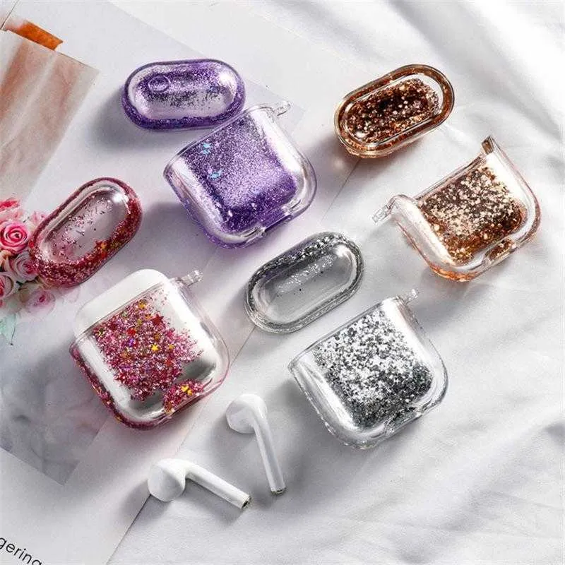 Custodie per auricolari Liquid Quicksand Sparkle per Airpods Pro Glitter Paillettes Cuffie Cuffie Air Pods Start Diamond Cover Airpodding Protector