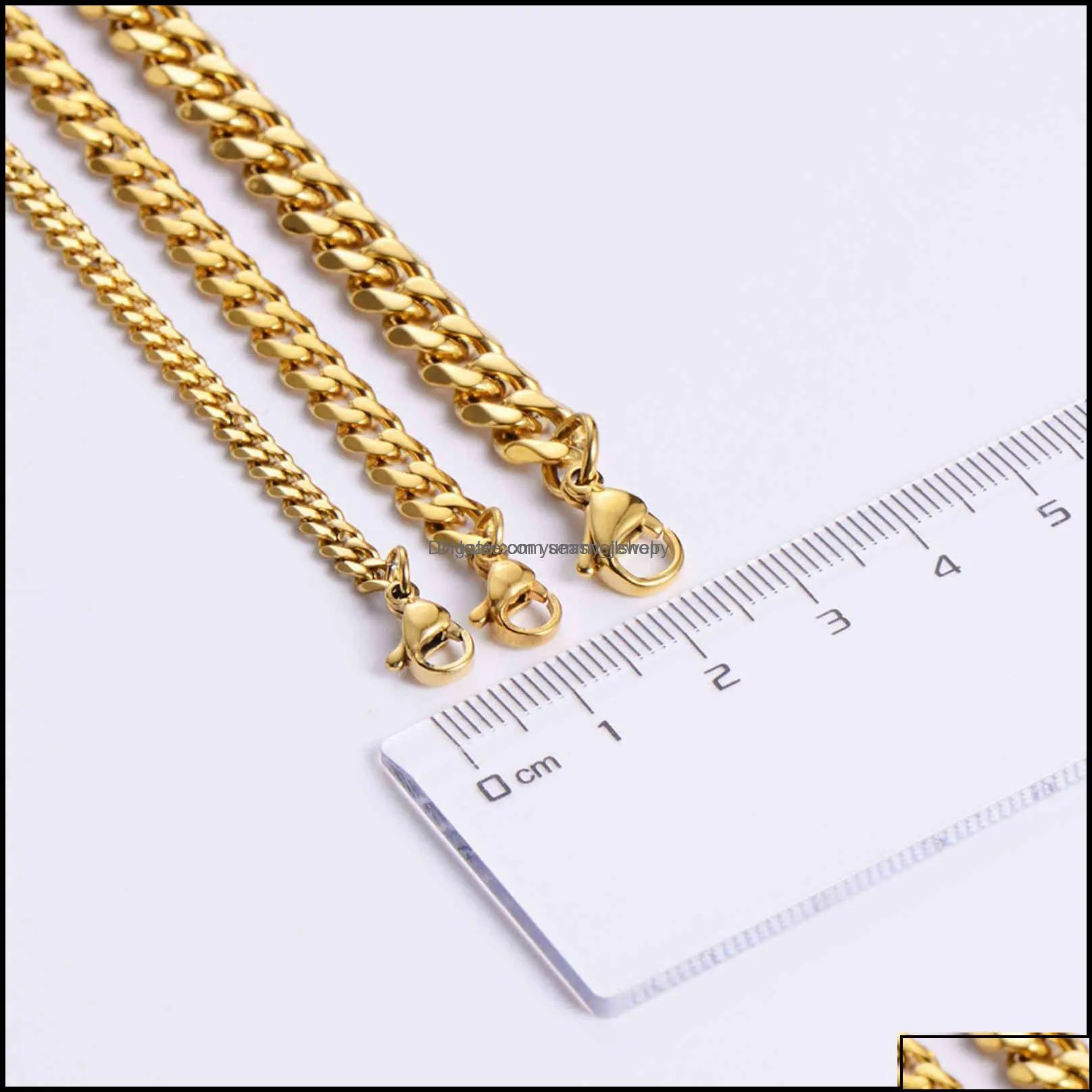 Wholale Hip Hop Womens Men Necklac Cadenas Cubanas 18K Gold Plated Thick Cuban Link Chain Stainls Steel Drop Delivery 2021 Pendant