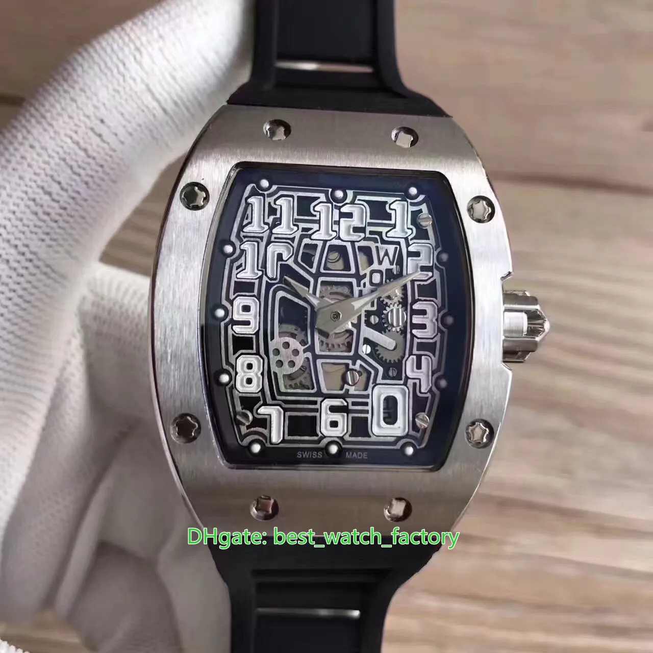 8 Style Top Quality Watches 38mm x 48mm RM67-01Ti Extra Flat Skeleton 18k Rose Gold Sapphire Glass Transparent Mechanical Automatic Mens Watch Men's Wristwatches