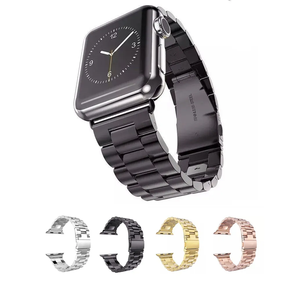 Stainless Steel Strap Classic Buckle Adapter Apple Watch Ultra 49mm Link Bracelet Golden Watch Band 41mm 45mm 42mm 38mm for iwatch series 8 7 6 se 5 4 3 2 1 40mm 44mm