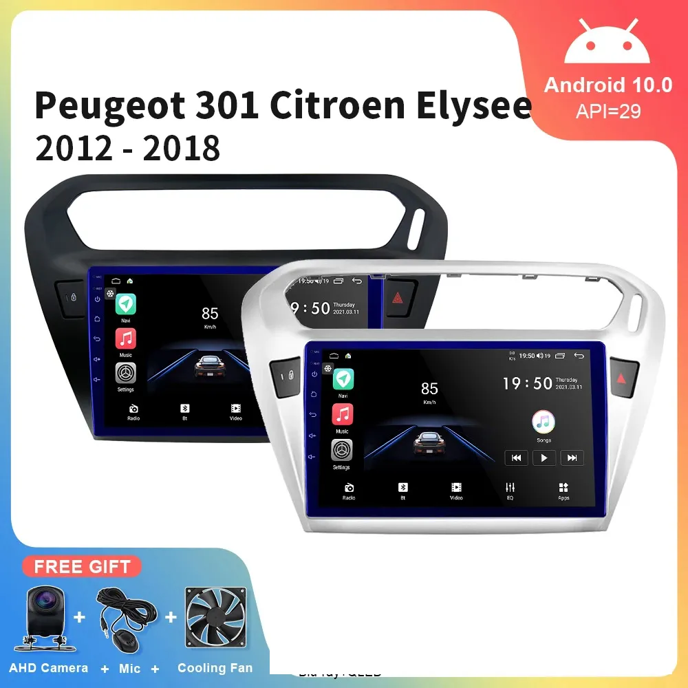 Android 10 CAR DVD-videospelare GPS Navigation Multimedia för Peugeot 301 2014-2018 med Bluetooth Radio WiFi
