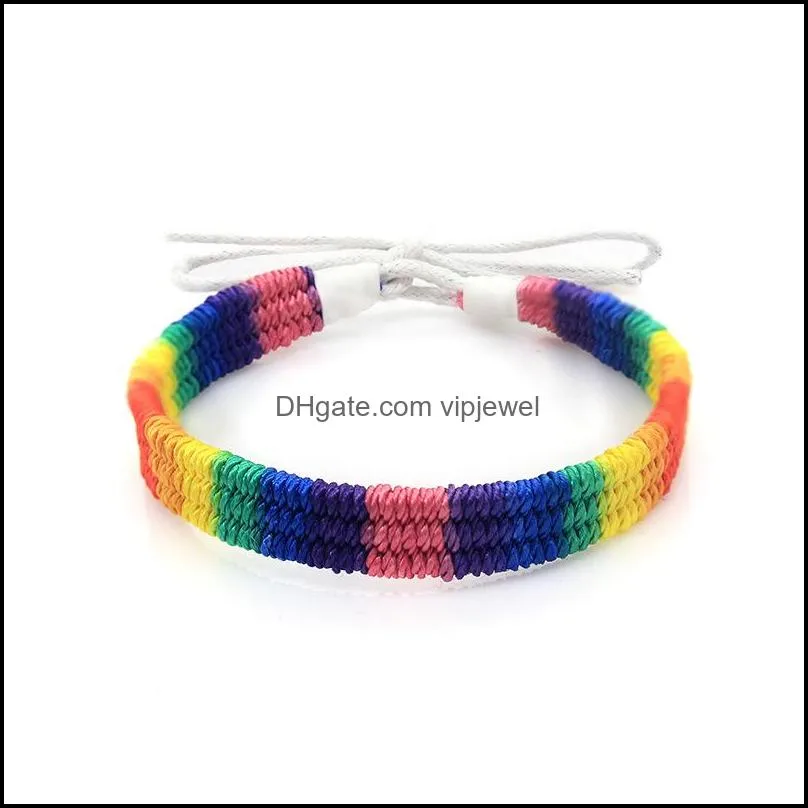 Rainbow LGBT Pride Charm Bracelet Handmade Braided Friendship String Bracelet for Gay & Lesbian LGBTQ Wristband Jewelry