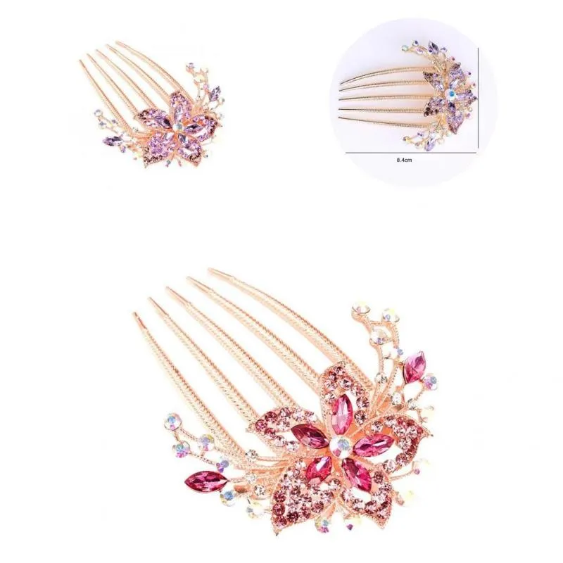 Haarschmuck, elegante, auffällige Blumen-Blatt-Braut-Kristall-Ornamente für Mädchen