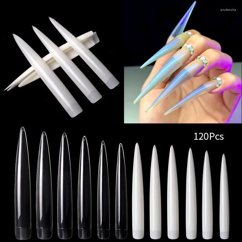 False Nails 120 PCS 확장 된 가짜 Clear/Natural Coffin French Art Tips Manicure Tool 10 크기 Prud22