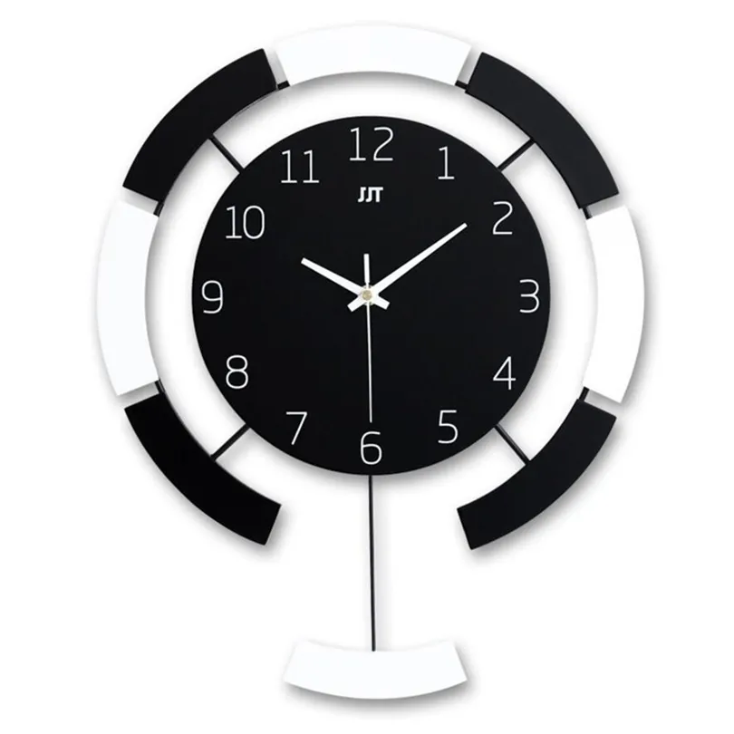 Nordic Simple Modern Design Swing Wall Clock For Living Room Creatieve houten klok Home Art Decoration Quartz Clock T200601