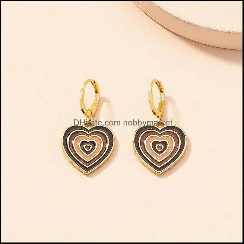 Dangle & Chandelier Creative Oil Drop Colorful Heart Earrings Vintage Simple For Women Girls Fashion Jewelry Bijoux Femme