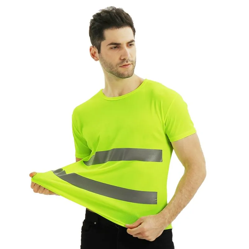 Vêtements de moto Sports de plein air Fluorescent haute visibilité sécurité chemise de travail été respirant T T-shirt réfléchissant séchage rapide moto