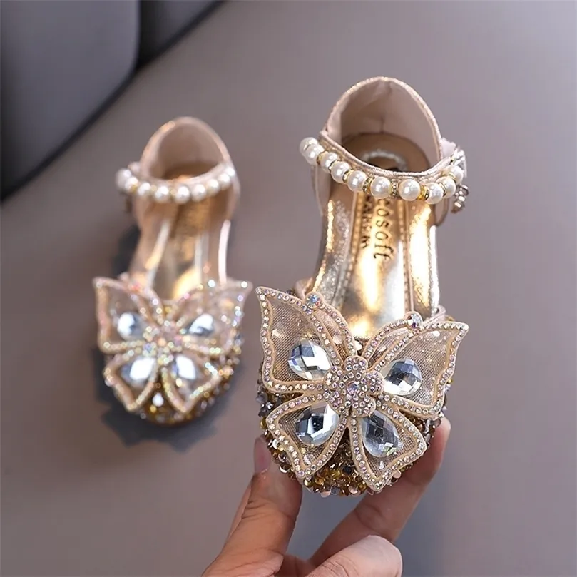 Fashion Girls Sequin Lace Bow Kids Shoes Girls Cute Pearl Princess Dance Single Casual Shoe Childrens Party Wedding Shoes 220630