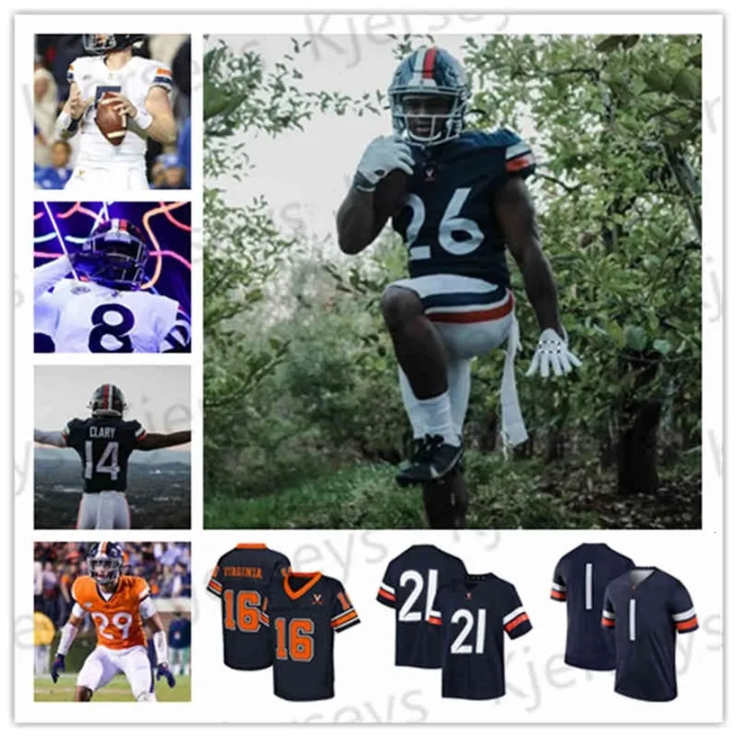 CeoCustom 2021 Football Virginia Cavalier College UVA Jersey Brennan Armstrong Billy Kemp IV Nick Jackson Wayne Taulapapa Lavel Davis Jr. Jana