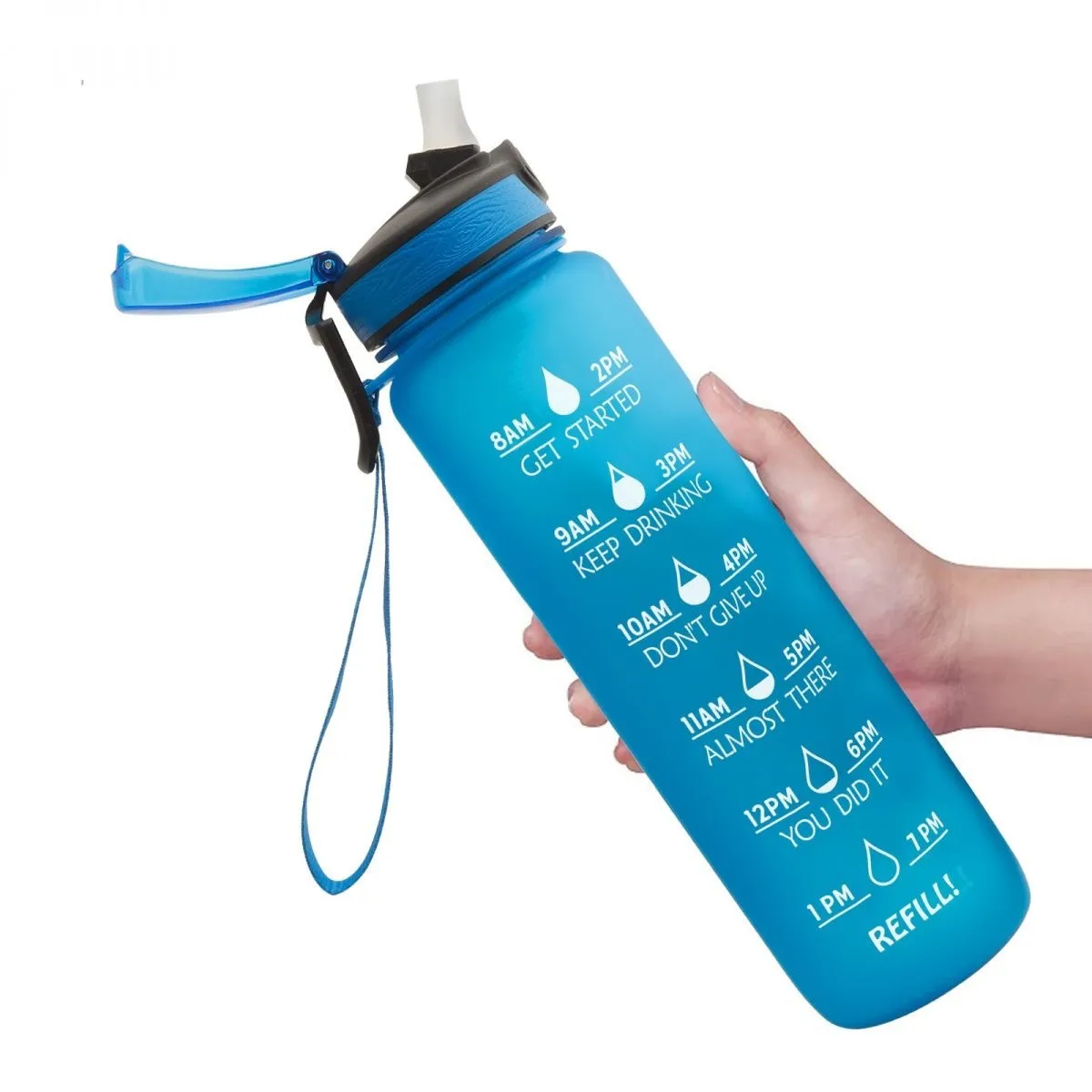 Motivational Water Bottle 32 Oz With Straw Time Marker BPA Free