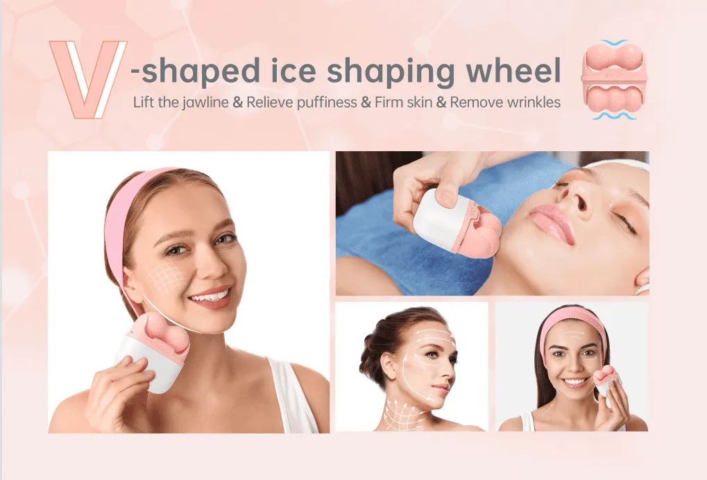Face Roller Skin Beauty Care Tool Cold Therapy Soicy Two Roller Heads Ice Roller For Face And Eye Shrink Porel Brighten 2-In-1 Face Pink Cooling With Plastic Two roller heads ice roller for face and eye shrink porel - Honkay ice roller for face,cooling face roller,cooling roller,ice roller for face and eye,ice roller