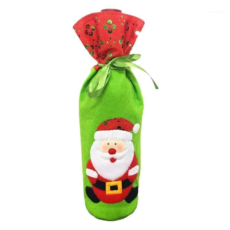 Decorações de Natal Ano 1PCS Capa de garrafa de vinho Papai Noel Saco Decoração de saco para casa