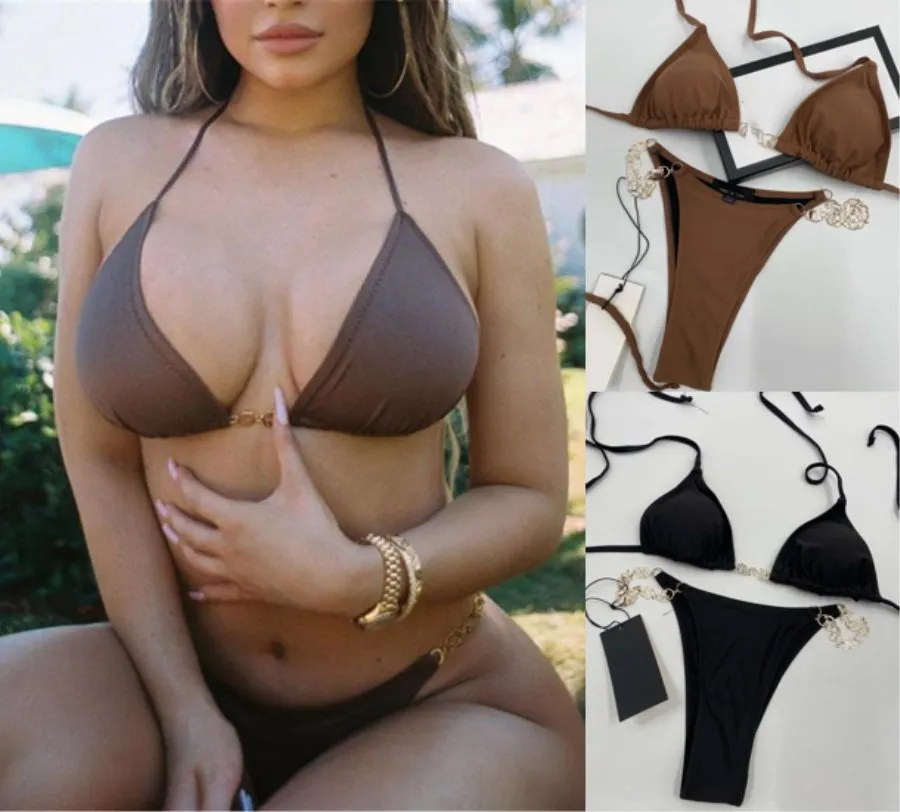 Seksi Thong Mayo Tasarımcı Bikini Seti Wimwear Kadın Yüzme Plaj Giyim Bölünmüş İki Parlaklık Özel Olarak Basit Kesim Mayo Mayolar Bikinis Bankalı Kız