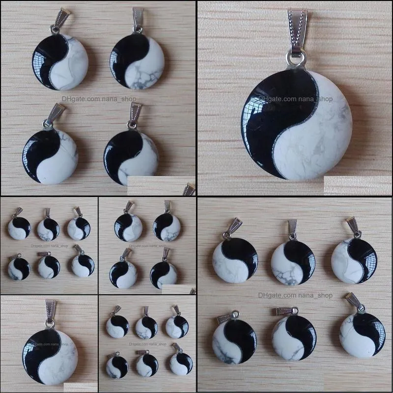 natural stone white turquoise Tai Chi Yin Yang Charms pendants for necklace earrings jewelry making