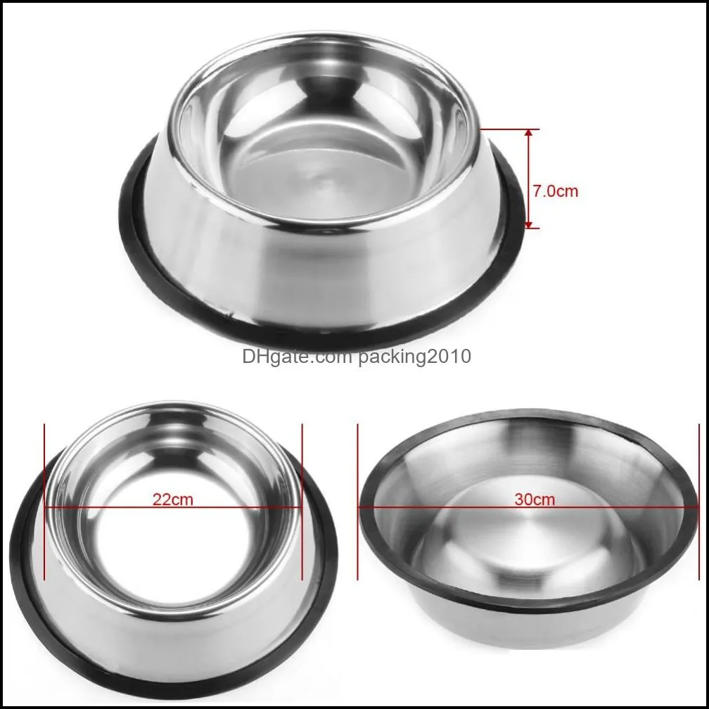 Stainless Dog Bowl Pets Steel Standard Pet Dog bowls Puppy Cat Food or Drink Water Bowl Dish 77